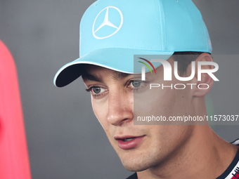 George Russell of Mercedes after qualifying ahead of the Formula 1 Grand Prix of Azerbaijan at Baku City Circuit in Baku, Azerbaijan on Sept...