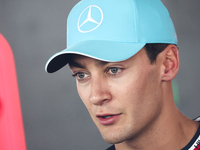 George Russell of Mercedes after qualifying ahead of the Formula 1 Grand Prix of Azerbaijan at Baku City Circuit in Baku, Azerbaijan on Sept...