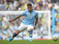 Savinho #26 of Manchester City F.C. during the Premier League match between Manchester City and Brentford at the Etihad Stadium in Mancheste...