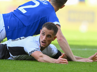 Jerry Yates of Derby County looks at the assistant after a potential penalty claim during the Sky Bet Championship match between Derby Count...