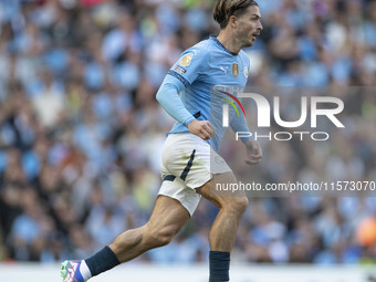 Jack Grealish #10 of Manchester City F.C. during the Premier League match between Manchester City and Brentford at the Etihad Stadium in Man...