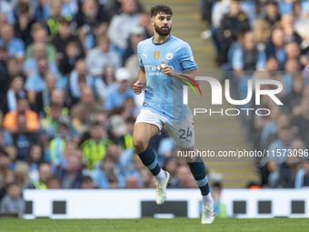 Josko Gvardiol #24 of Manchester City F.C. is in action during the Premier League match between Manchester City and Brentford at the Etihad...