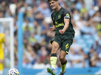 Christian Norgaard #6 of Brentford F.C. during the Premier League match between Manchester City and Brentford at the Etihad Stadium in Manch...