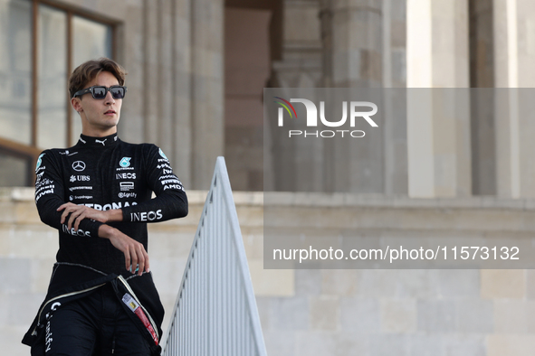 George Russell of Mercedes before qualifying ahead of the Formula 1 Grand Prix of Azerbaijan at Baku City Circuit in Baku, Azerbaijan on Sep...