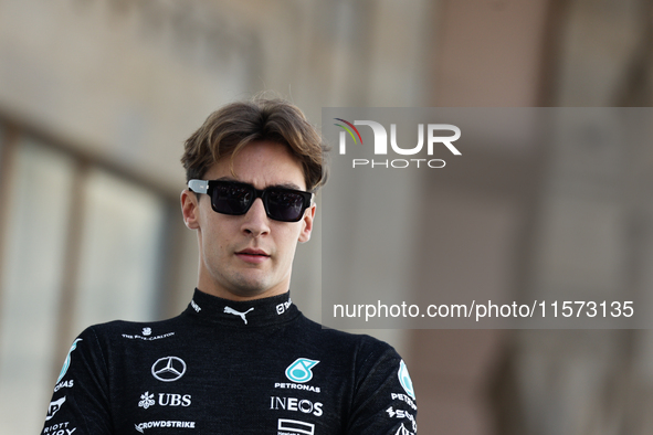 George Russell of Mercedes before qualifying ahead of the Formula 1 Grand Prix of Azerbaijan at Baku City Circuit in Baku, Azerbaijan on Sep...