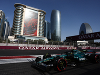 Fernando Alonso of Aston Martin Aramco during qualifying ahead of the Formula 1 Grand Prix of Azerbaijan at Baku City Circuit in Baku, Azerb...