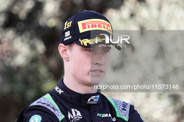 Joshua Durksen after sprint race of Formula 2 Round at Baku City Circuit in Baku, Azerbaijan on September 14, 2024. 