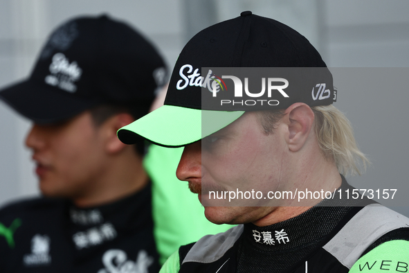 Zhou Guanyu and Valtteri Bottas of Kick Sauber during qualifying ahead of the Formula 1 Grand Prix of Azerbaijan at Baku City Circuit in Bak...