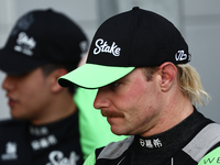 Zhou Guanyu and Valtteri Bottas of Kick Sauber during qualifying ahead of the Formula 1 Grand Prix of Azerbaijan at Baku City Circuit in Bak...