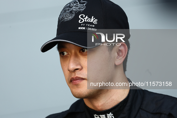 Zhou Guanyu of Kick Sauber during qualifying ahead of the Formula 1 Grand Prix of Azerbaijan at Baku City Circuit in Baku, Azerbaijan on Sep...