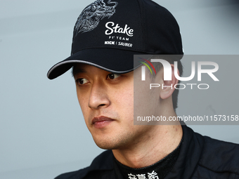 Zhou Guanyu of Kick Sauber during qualifying ahead of the Formula 1 Grand Prix of Azerbaijan at Baku City Circuit in Baku, Azerbaijan on Sep...