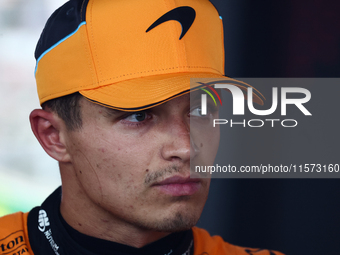 Lando Norris of McLaren during qualifying ahead of the Formula 1 Grand Prix of Azerbaijan at Baku City Circuit in Baku, Azerbaijan on Septem...