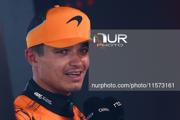 Lando Norris of McLaren during qualifying ahead of the Formula 1 Grand Prix of Azerbaijan at Baku City Circuit in Baku, Azerbaijan on Septem...