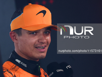 Lando Norris of McLaren during qualifying ahead of the Formula 1 Grand Prix of Azerbaijan at Baku City Circuit in Baku, Azerbaijan on Septem...