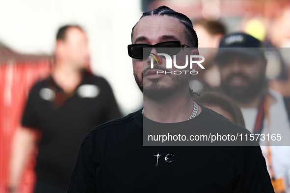 J Balvin during qualifying ahead of the Formula 1 Grand Prix of Azerbaijan at Baku City Circuit in Baku, Azerbaijan on September 14, 2024. 