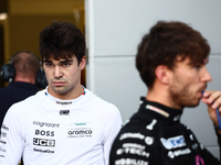 Lance Stroll of Aston Martin Aramco and Pierre Gasly of Alpine during qualifying ahead of the Formula 1 Grand Prix of Azerbaijan at Baku Cit...