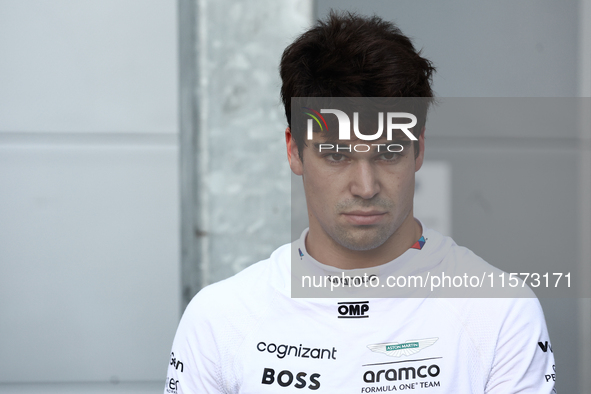 Lance Stroll of Aston Martin Aramco during qualifying ahead of the Formula 1 Grand Prix of Azerbaijan at Baku City Circuit in Baku, Azerbaij...