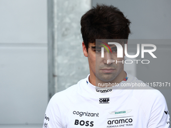 Lance Stroll of Aston Martin Aramco during qualifying ahead of the Formula 1 Grand Prix of Azerbaijan at Baku City Circuit in Baku, Azerbaij...