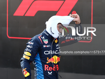 Sergio Perez of Red Bull Racing after qualifying ahead of the Formula 1 Grand Prix of Azerbaijan at Baku City Circuit in Baku, Azerbaijan on...