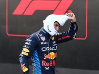 Sergio Perez of Red Bull Racing after qualifying ahead of the Formula 1 Grand Prix of Azerbaijan at Baku City Circuit in Baku, Azerbaijan on...