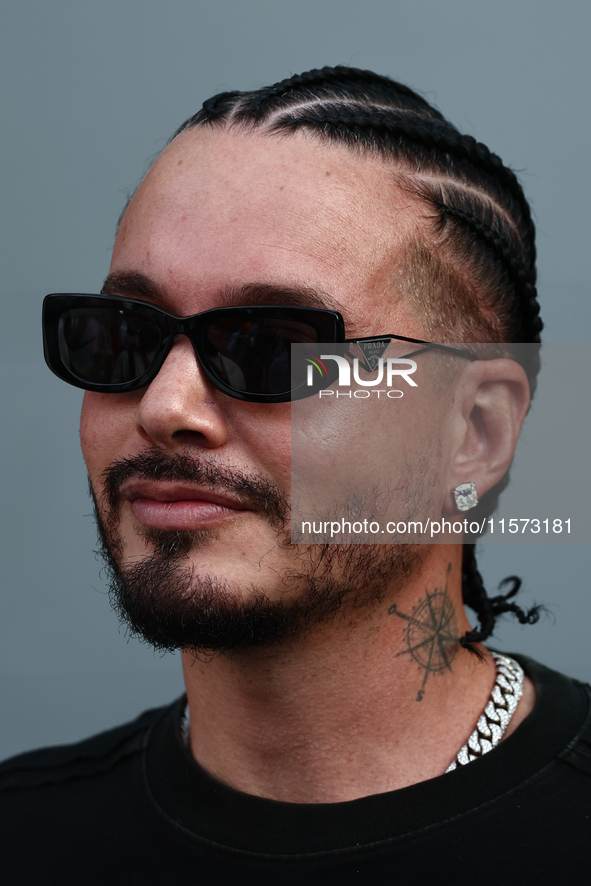 J Balvin after qualifying ahead of the Formula 1 Grand Prix of Azerbaijan at Baku City Circuit in Baku, Azerbaijan on September 14, 2024. 