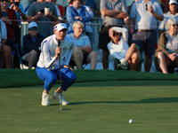 GAINESVILLE, VIRGINIA - SEPTEMBER 14: Esther Henseleit of Team Europe lines up her putt on the third green during Foursome Matches on Day Tw...