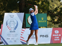 GAINESVILLE, VIRGINIA - SEPTEMBER 14: Anna Nordqvist of Team Europe plasys her tee shot on the 9th hole during Foursomes Matches on Day Two...