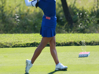 GAINESVILLE, VIRGINIA - SEPTEMBER 14: Celine Boutier of Team Europe plays hert tee shot on the 10th hole during Foursomes Matches on Day Two...