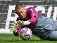 Ethan Horvath, Cardiff City goalkeeper, warms up ahead of kick-off during the Sky Bet Championship match between Derby County and Cardiff Ci...