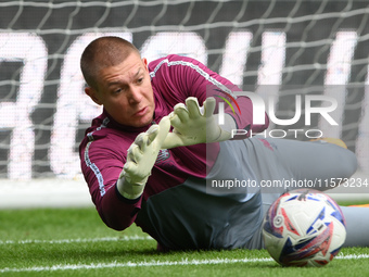 Ethan Horvath, Cardiff City goalkeeper, warms up ahead of kick-off during the Sky Bet Championship match between Derby County and Cardiff Ci...