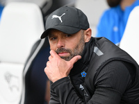 Derby manager, Paul Warne, during the Sky Bet Championship match between Derby County and Cardiff City at Pride Park in Derby, England, on S...