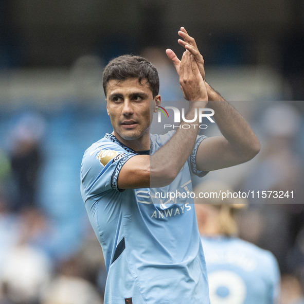 During the Premier League match between Manchester City and Brentford at the Etihad Stadium in Manchester, England, on September 14, 2024. 