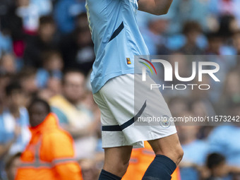 Erling Haaland #9 of Manchester City F.C. during the Premier League match between Manchester City and Brentford at the Etihad Stadium in Man...