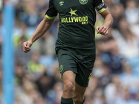 Igor Thiago #9 of Brentford F.C. during the Premier League match between Manchester City and Brentford at the Etihad Stadium in Manchester,...