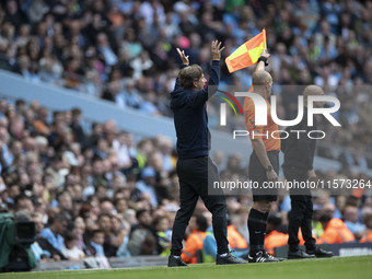 Brentford F.C. manager Thomas Franks during the Premier League match between Manchester City and Brentford at the Etihad Stadium in Manchest...