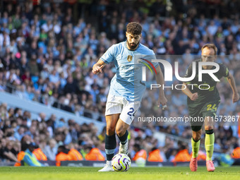 Josko Gvardiol #24 of Manchester City F.C. during the Premier League match between Manchester City and Brentford at the Etihad Stadium in Ma...