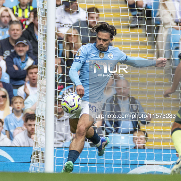 During the Premier League match between Manchester City and Brentford at the Etihad Stadium in Manchester, England, on September 14, 2024. 