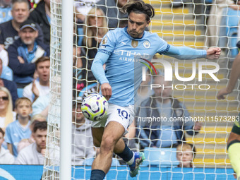 During the Premier League match between Manchester City and Brentford at the Etihad Stadium in Manchester, England, on September 14, 2024. (