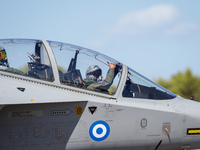 An aircraft of the Hellenic Air Force participates in the Athens Flying Show in Tanagra, Greece, on September 14, 2024 (