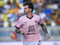 Matteo Brunori of Palermo FC celebrates after scoring third goal during the Serie B match between SS Juve Stabia and Palermo FC at Stadio Ro...