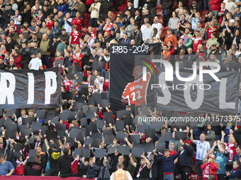 Fans pay tribute to Sol Bamba during the Sky Bet Championship match between Middlesbrough and Preston North End at the Riverside Stadium in...