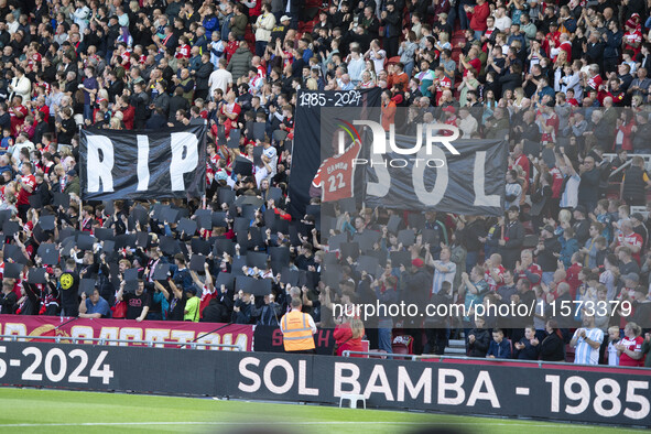 Tribute to Sol Bemba from the Red Faction during the Sky Bet Championship match between Middlesbrough and Preston North End at the Riverside...