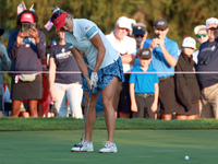 GAINESVILLE, VIRGINIA - SEPTEMBER 14: Lexi Thompson of the United States putts on the 2nd green during Day Two of the Solheim Cup at Robert...