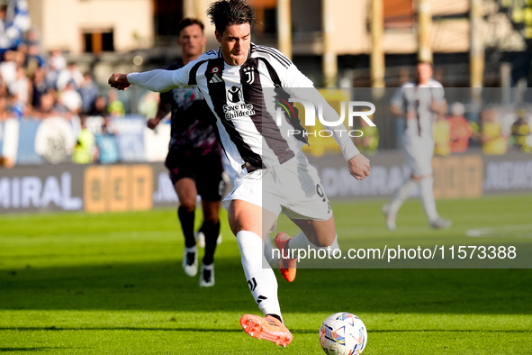 Dusan Vlahovic of Juventus FC during the Serie A Enilive match between Empoli FC and Juventus FC at Stadio Carlo Castellani on September 14,...