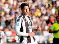 Dusan Vlahovic of Juventus FC looks on during the Serie A Enilive match between Empoli FC and Juventus FC at Stadio Carlo Castellani on Sept...