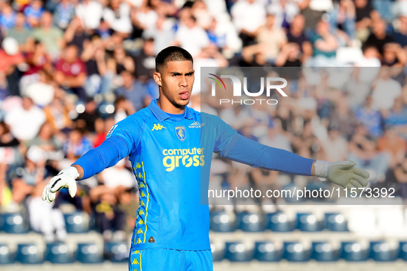 Devis Vasquez of Empoli FC gestures during the Serie A Enilive match between Empoli FC and Juventus FC at Stadio Carlo Castellani on Septemb...