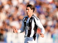 Dusan Vlahovic of Juventus FC looks on during the Serie A Enilive match between Empoli FC and Juventus FC at Stadio Carlo Castellani on Sept...