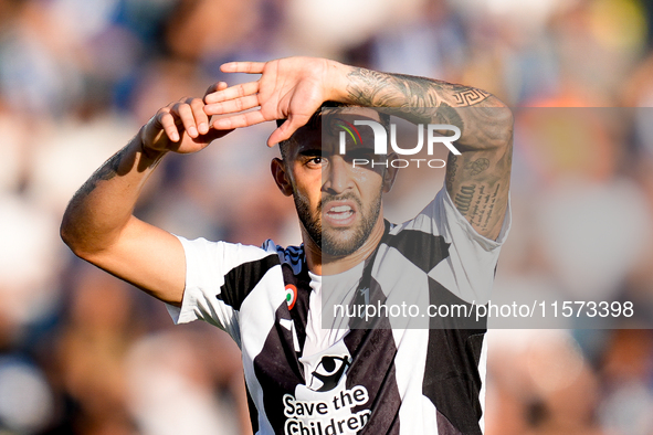 Nicolas Gonzalez of Juventus FC gestures during the Serie A Enilive match between Empoli FC and Juventus FC at Stadio Carlo Castellani on Se...