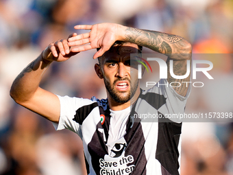 Nicolas Gonzalez of Juventus FC gestures during the Serie A Enilive match between Empoli FC and Juventus FC at Stadio Carlo Castellani on Se...