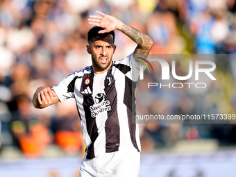 Nicolas Gonzalez of Juventus FC gestures during the Serie A Enilive match between Empoli FC and Juventus FC at Stadio Carlo Castellani on Se...